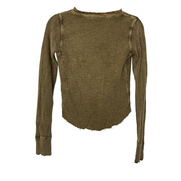 Free People Olive Waffle Knit Top - Picture 3 of 7